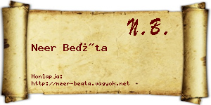Neer Beáta névjegykártya